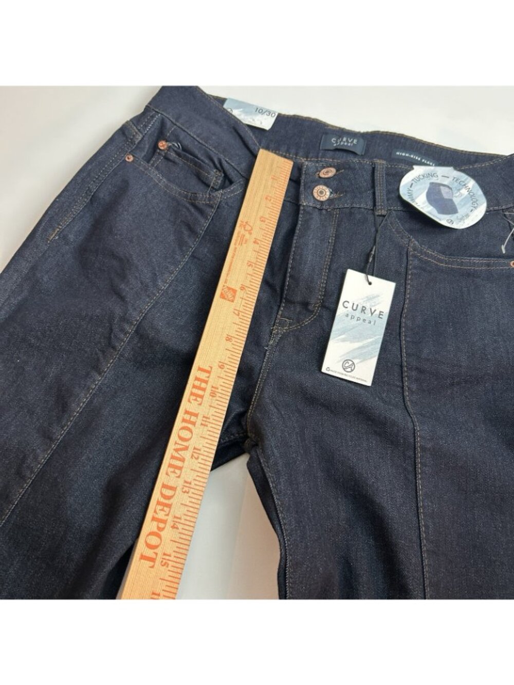 NWT CURVE APPEAL  Size 10/30 High Rise Flare Dark Blue Stretch Jeans Color Rinse - Picture 12 of 12